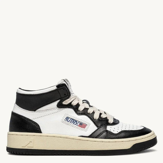 Autry MEDALIST MID Cuir  Blanc et Noir