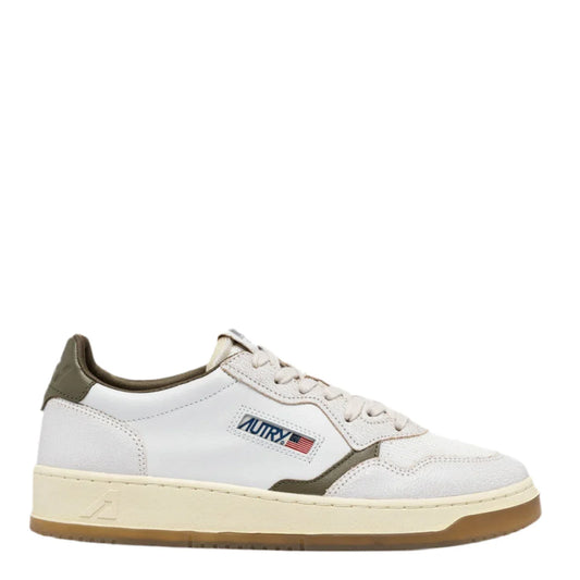 Autry MEDALIST LOW Cuir Crack Blanc et CRVT