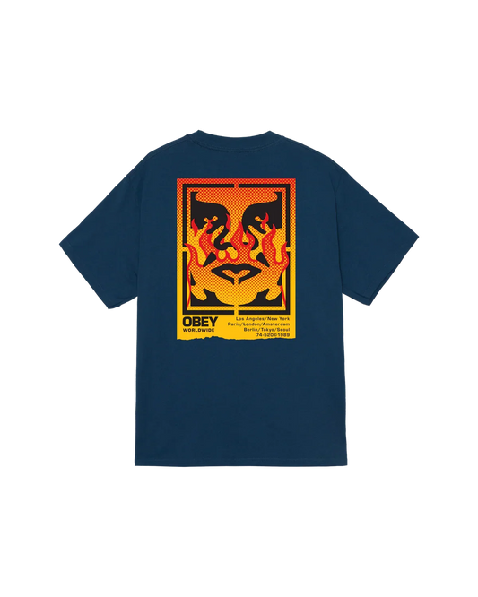 OBEY ICON STENCIL S/S TEE Harbor Blue