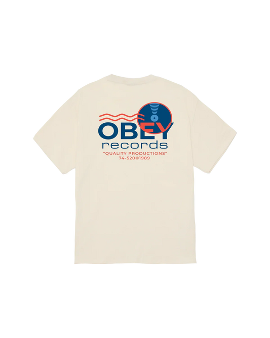 OBEY RECORDS SND WAVES S/S TEE Cream
