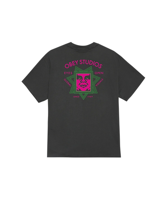 T SHIRT OBEY GLOBAL VISUALS Vintage Black