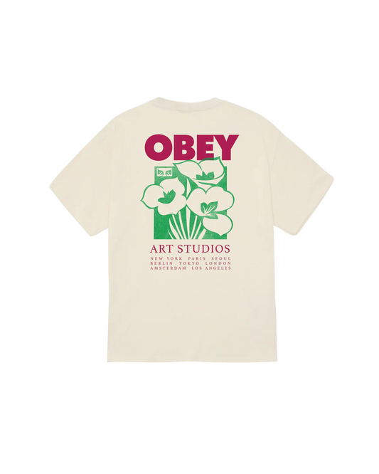 T SHIRT OBEY ART STUDIO FLOWERS Cream