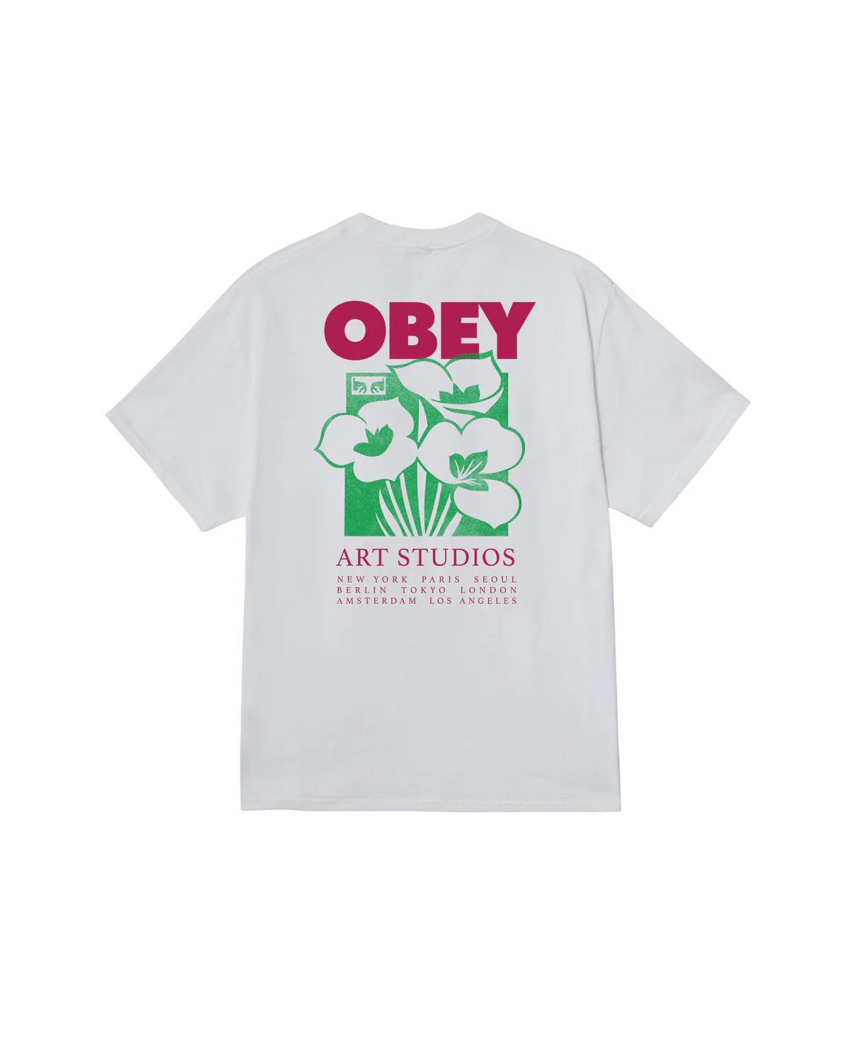 T SHIRT OBEY ART STUDIO FLOWERS White