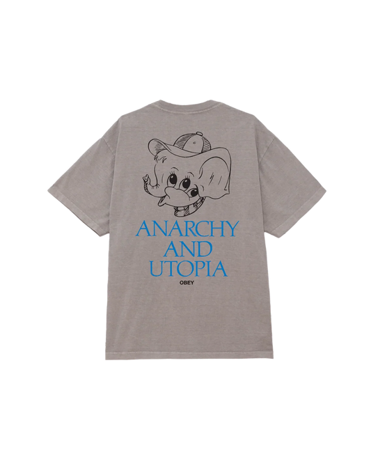 OBEY ANARCHY&UTOPIA PG S/S TEE Pigment Silver Grey