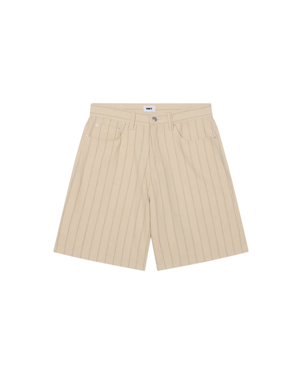 STRIPE BAGGY DENIM SHORT Pelican Multi