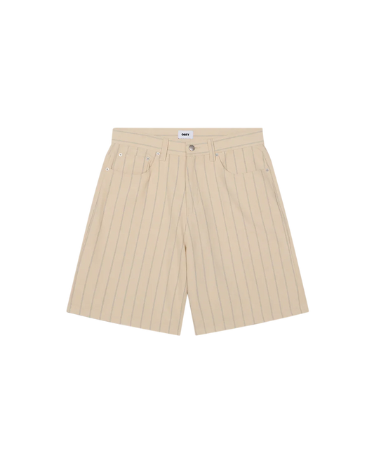 STRIPE BAGGY DENIM SHORT Pelican Multi