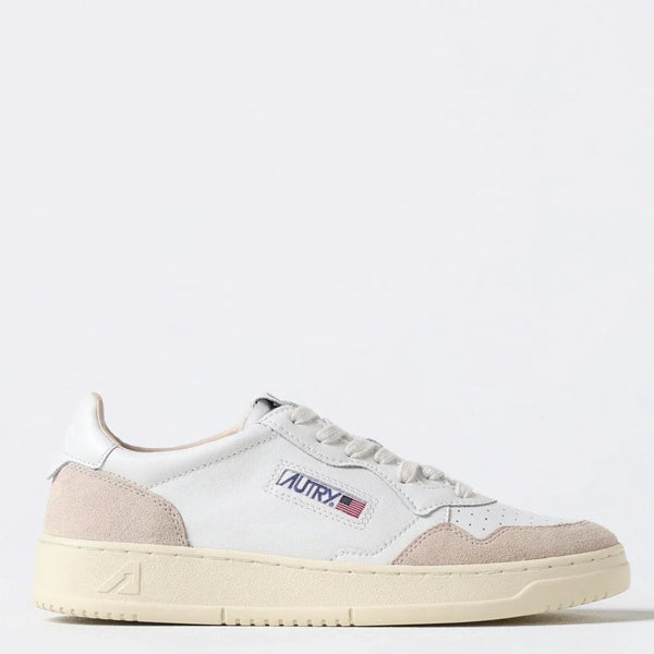 Autry MEDALIST LOW Cuir et Suede Blanc — Autry