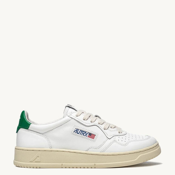 Autry MEDALIST LOW Cuir Blanc et Vert — Autry