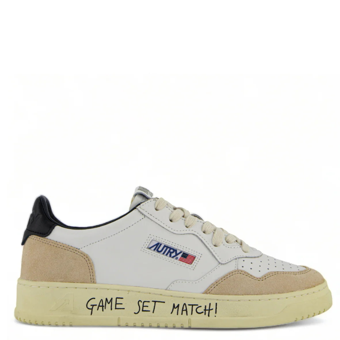Autry MEDALIST LOW GAME SET MATCH Cuir et Suede Blanc et Noir