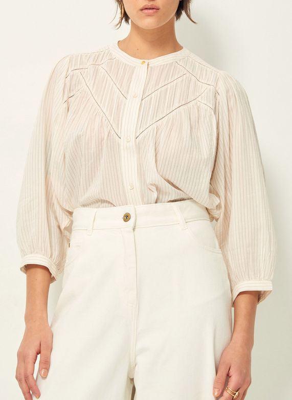 SAVI BLOUSE MANCHES BALLON SandBlack - Uptown 42