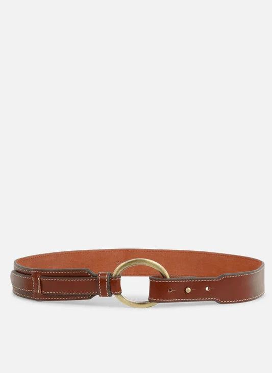 ANTONIO ROUND BUCKLE BELT Dark Tan - Uptown 42