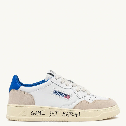 Autry MEDALIST LOW GAME SET MATCH Cuir et Suede Blanc et Bleu