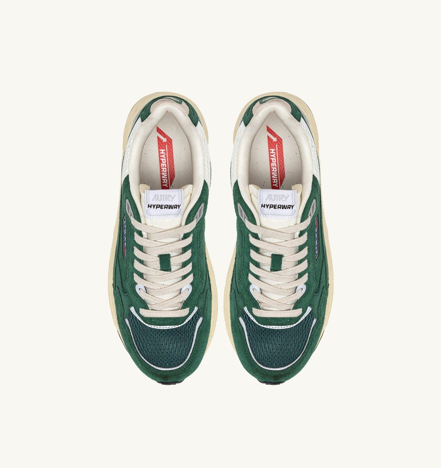 AUTRY BASKETS HYPERWAY EN MESH ET EN DAIM MALACHITE ET ARGENTO