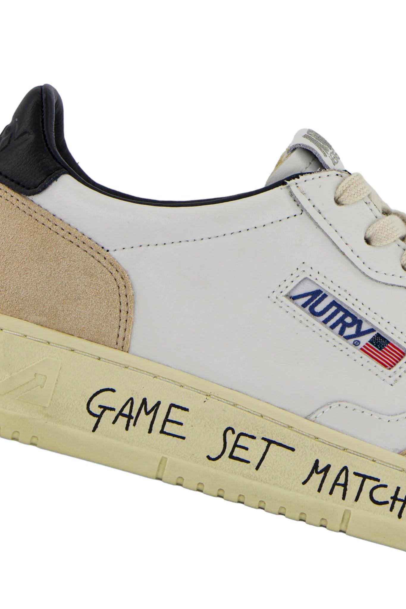 AUTRY BASKETS MEDALIST GAME SET MATCH LOW EN CUIR ET DAIM NOIR ET BLANC ZOOM