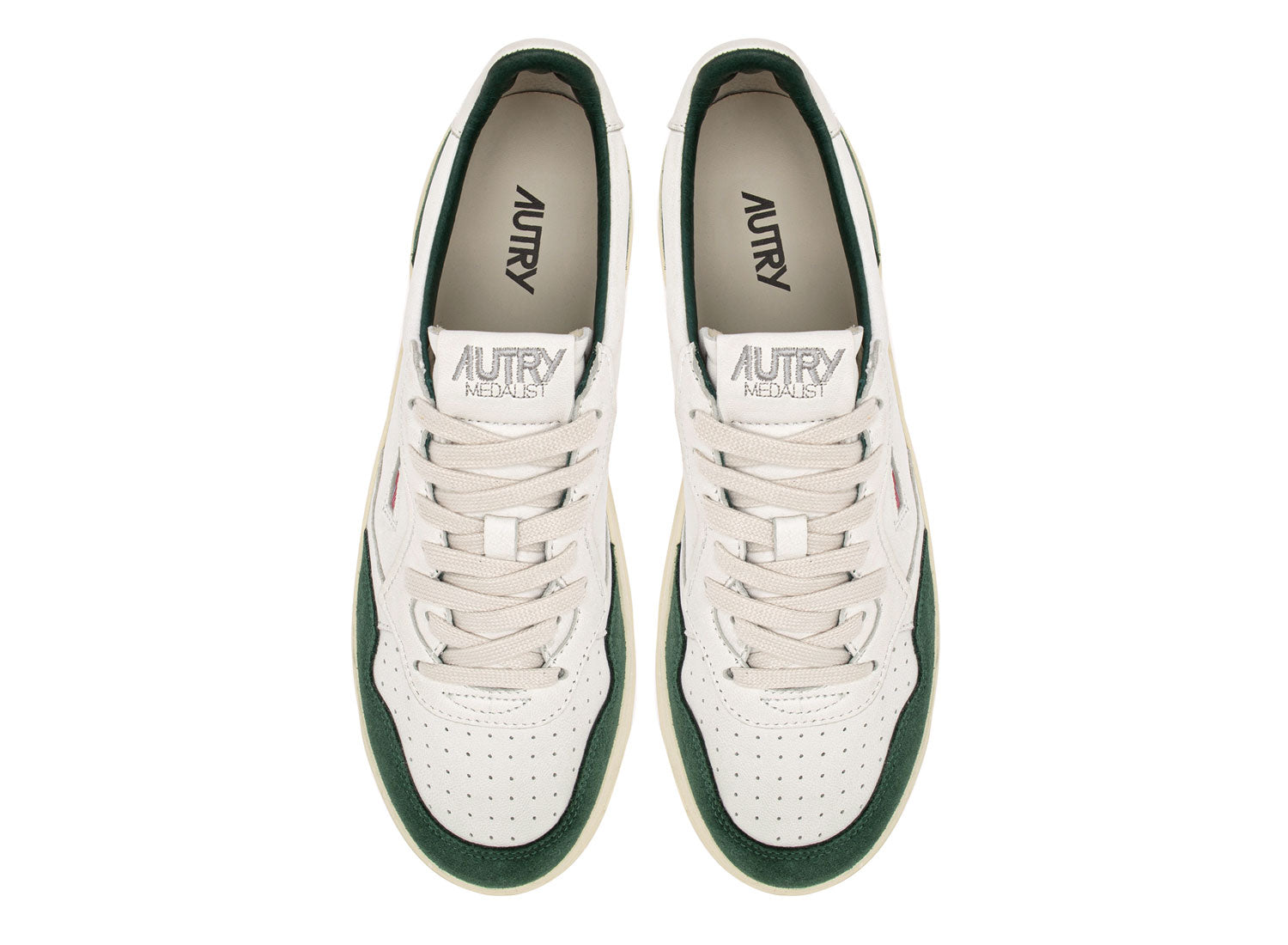 AUTRY BASKETS MEDALIST LOW EN CUIR BLANC ET DAIM BOTTLE TOP