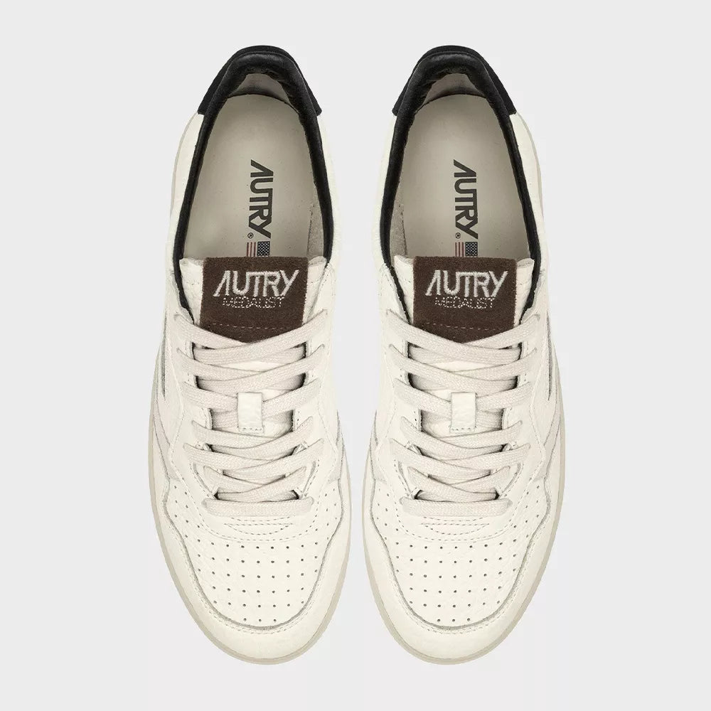 AUTRY BASKETS MEDALIST LOW EN CUIR ET DETAILS PINECONE ET NOIR TOP