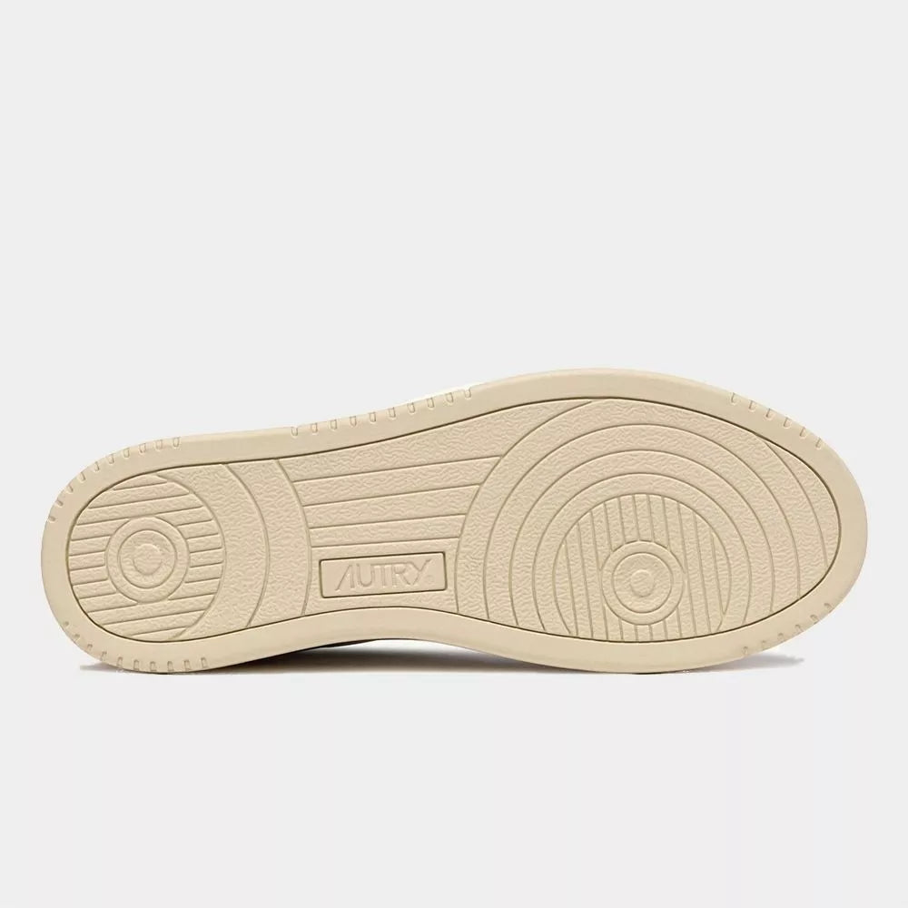 AUTRY BASKETS MEDALIST LOW EN DAIM ET CUIR BLANC ET MOREL SOLE