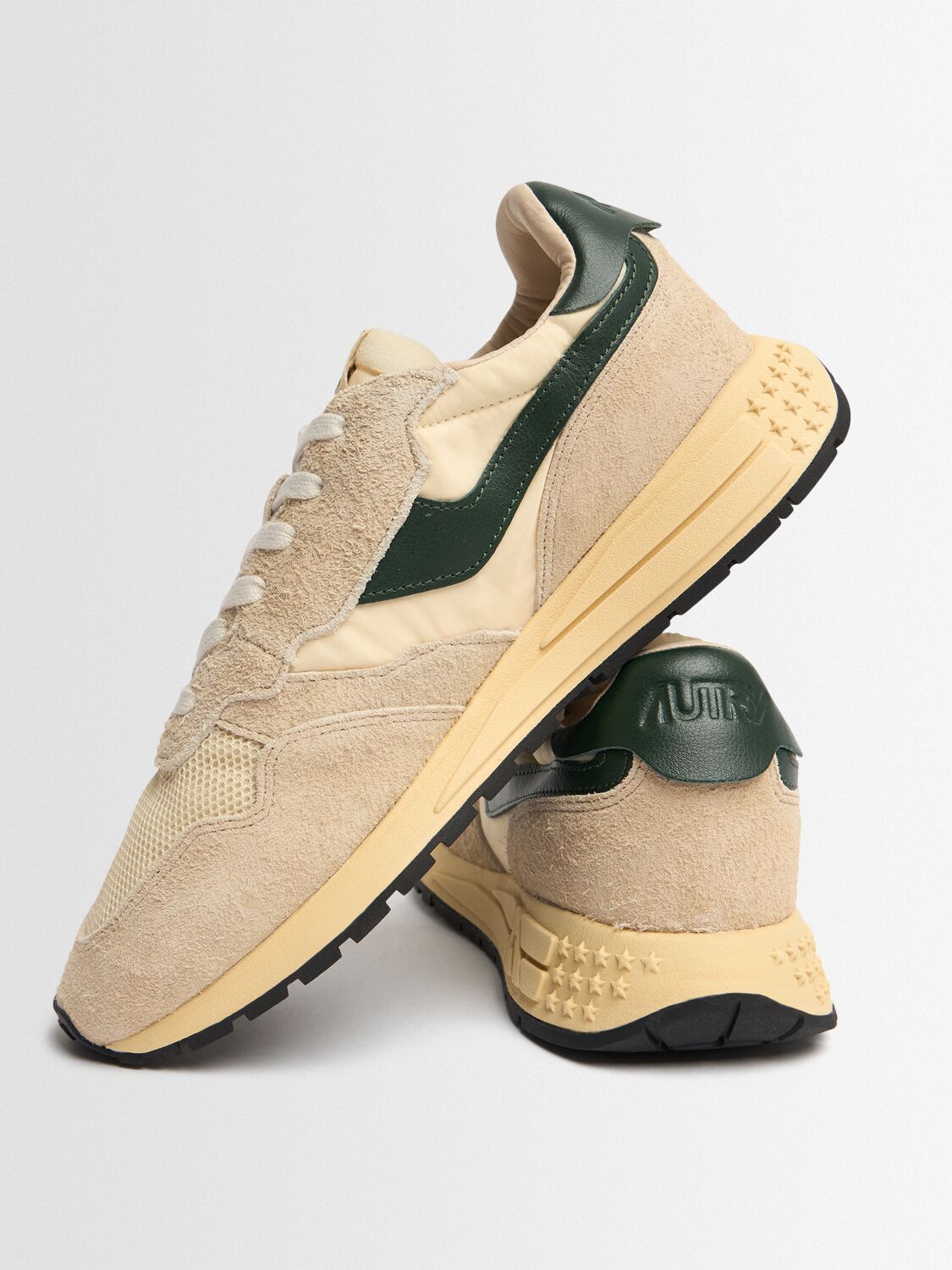 AUTRY BASKETS REELWIND LOW EN NYLON DAIM ET CUIR ECRU' ET MOUNTAIN SIDE BACK