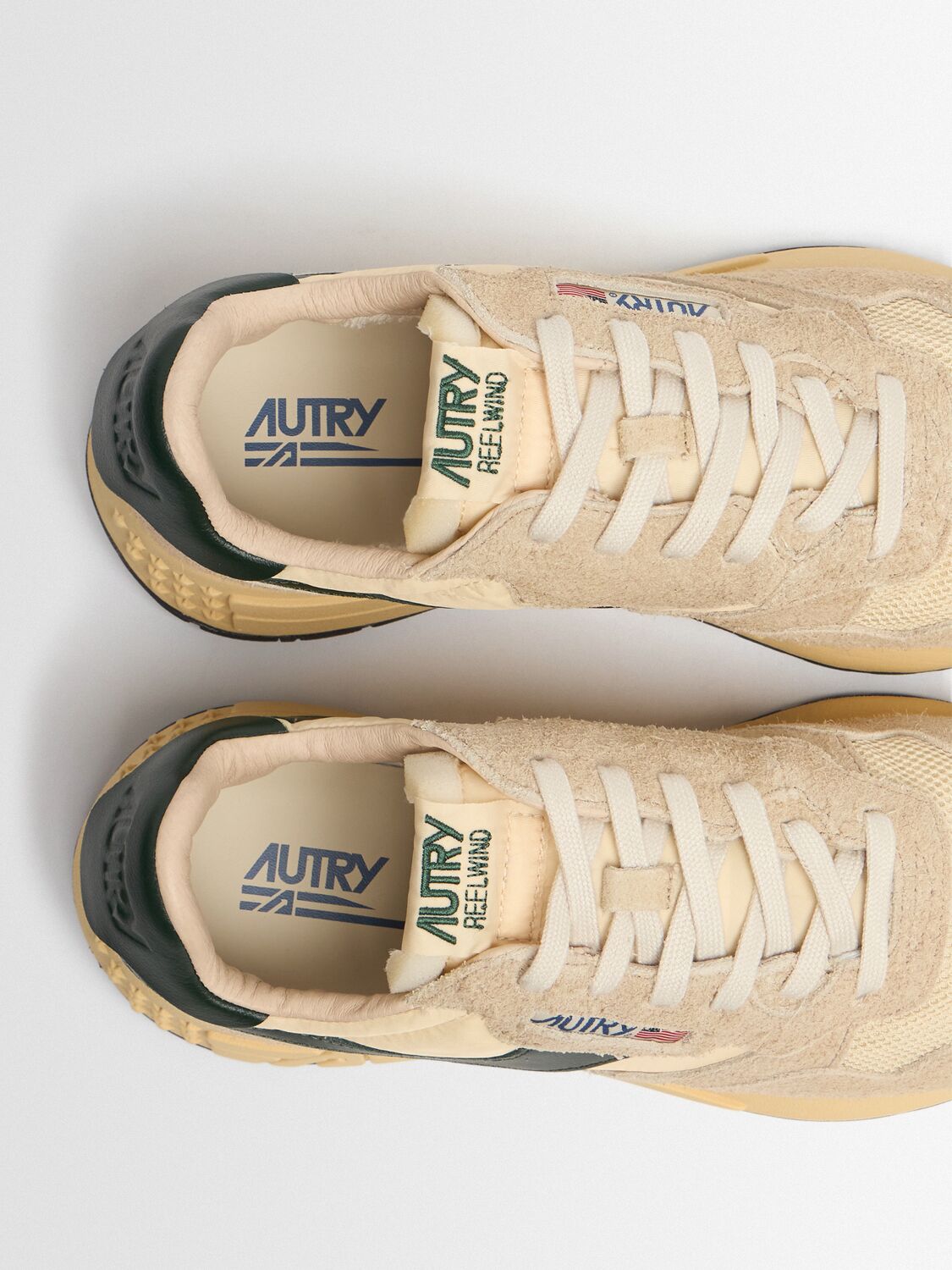 AUTRY BASKETS REELWIND LOW EN NYLON DAIM ET CUIR ECRU' ET MOUNTAIN TOP