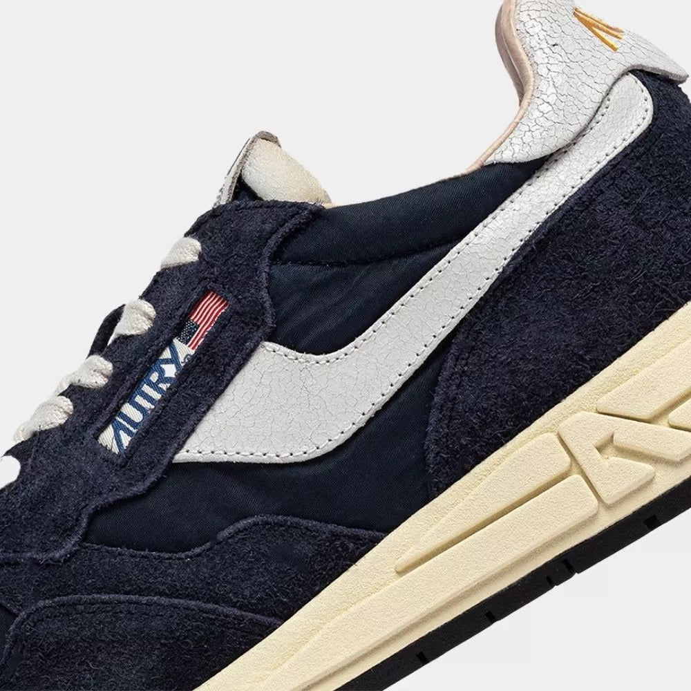 AUTRY BASKETS REELWIND LOW EN NYLON DAIM ET CUIR NOIR ET ARGENT ZOOM