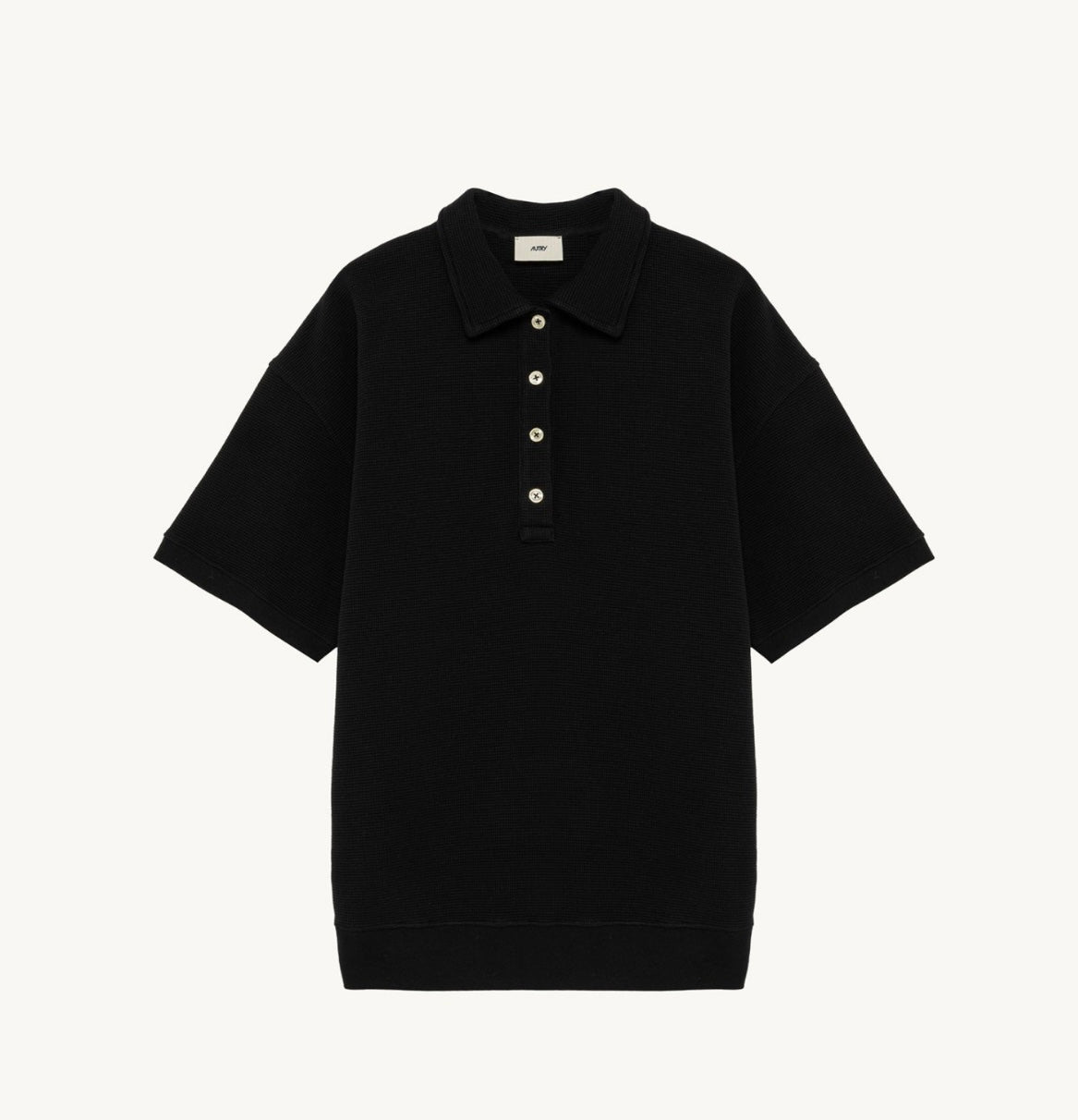 AUTRY POLO WAFFLE AVEC LOGO EN NUANCE HOMME NOIR