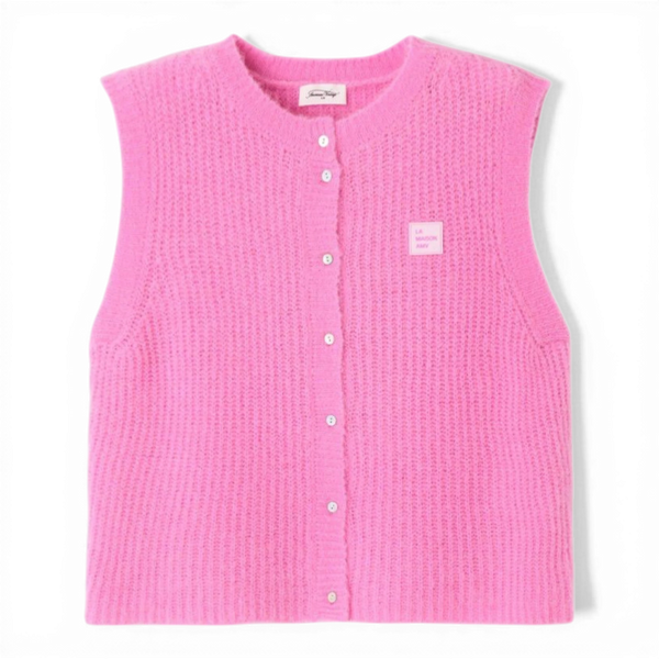 American Vintage GILET FEMME EAST ROSE BUBBLE CHINE — American Vintage
