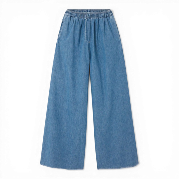 American Vintage PANTALON FEMME IZEWAY MEDIUM BLUE — American Vintage