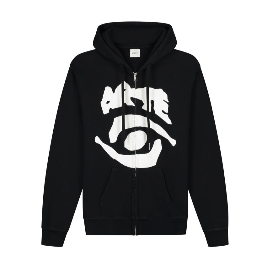 Arte Antwerp Pull EYE FRONT ZIP HOODIE Black