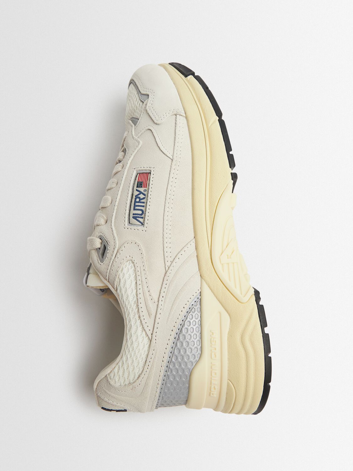 BASKETS HYPERWAY EN MESH ET DAIM BLANC ET ARGENT SIDE