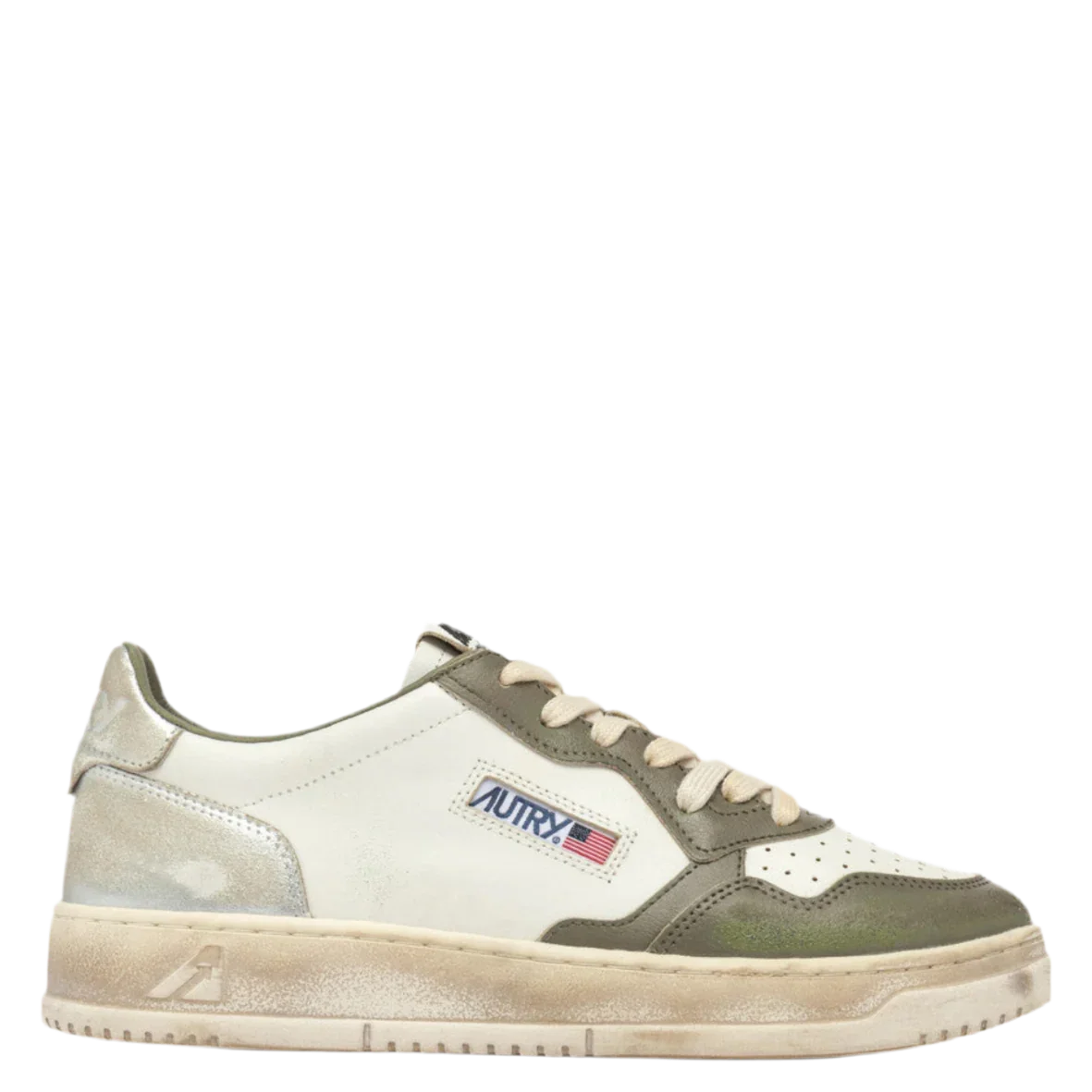 Autry SUPER VINTAGE LOW Blanc Vert Et Silver