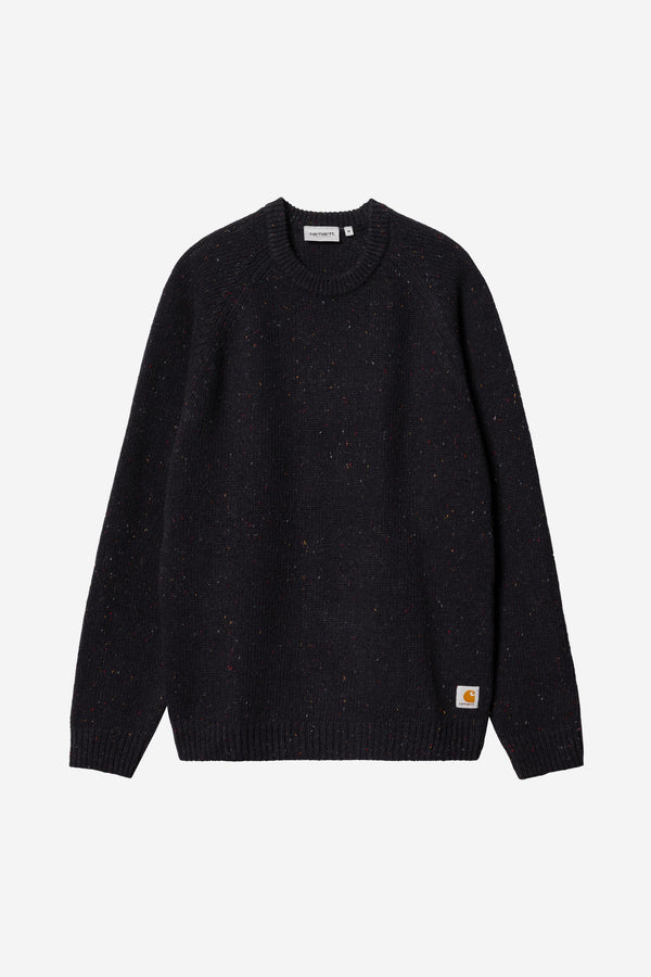 Carhartt Wip ANGLISTIC SWEATER Speckled Dark Navy — Carhartt Wip