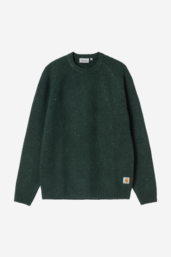 Carhartt Wip ANGLISTIC SWEATER Speckled Dark Scarab — Carhartt Wip