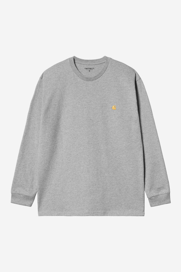 Carhartt Wip CHASE L/S TEE Grey Heather / Gold — Carhartt Wip