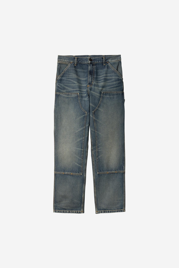 Carhartt Wip DOUBLE KNEE PANT Blue Worn washed — Carhartt Wip