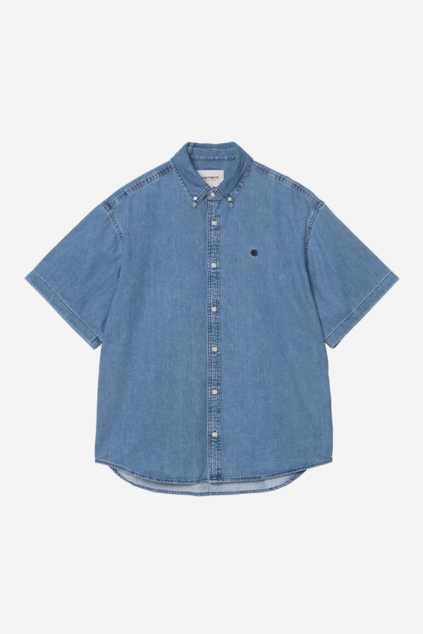 Carhartt Wip LUCAS S/S SHIRT Blue stone washed — Carhartt Wip