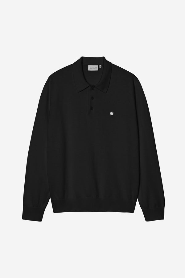 Carhartt Wip MADISON L/S POLO Black White — Carhartt Wip