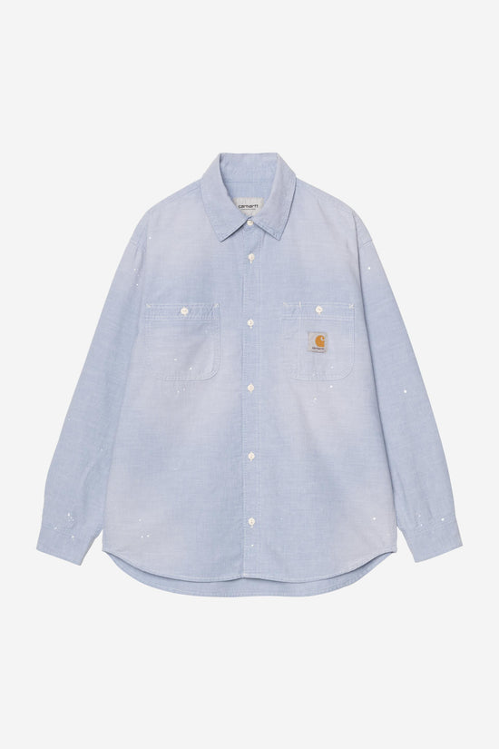 Carhartt Wip PAINTER L/S SHIRT Blue worn used splatter — Carhartt WIP