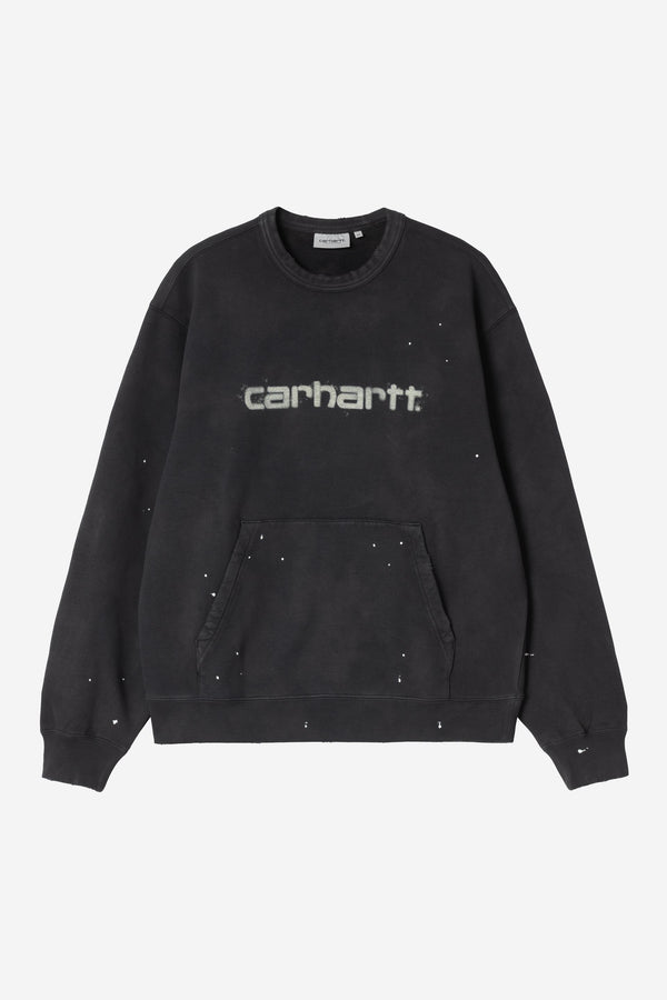 Carhartt Wip PAINTER SWEAT Black destroy wash, splatter — Carhartt Wip