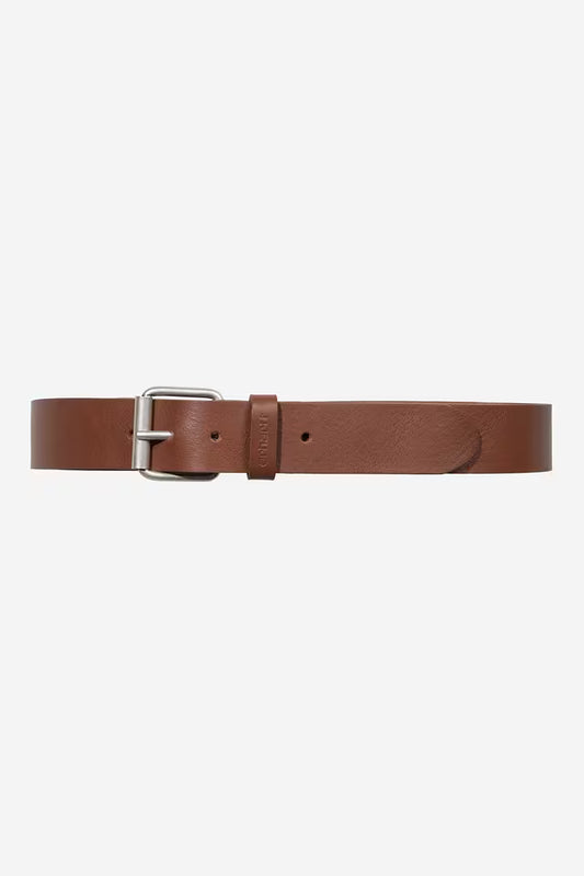 Ceinture Carhartt Wip SCRIPT BELT LEATHER Cognac Silver