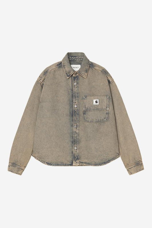 Chemise Carhartt Wip W GEORGIA SHIRT JACKET Blue Leather Garment dyed