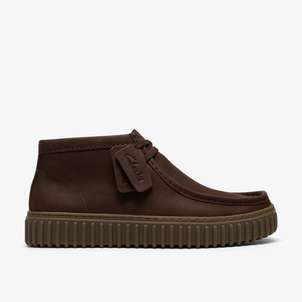 Clarks Torhill Hi Cuir marron fonce — Clarks