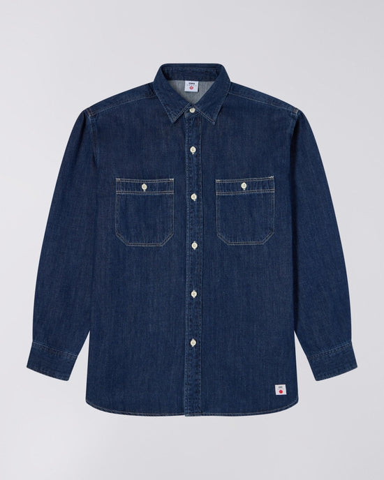 Edwin WORK L/S SHIRT Blue Dark Used — Edwin