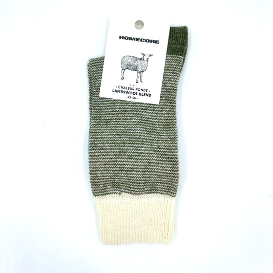 Homecore Lambswool Stripes Socks Khaki