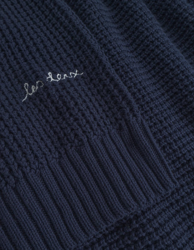 Les Deux Alvin Waffle Crewneck Knit Dark Navy