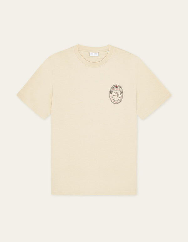 Les Deux BRADY EMBLEM S/S TEE Oyster Gray White — Les Deux