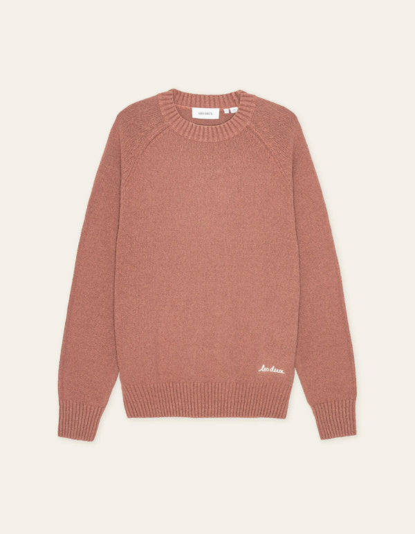 Les Deux BRAD ROUNDNECK KNIT Cognac Red — Les Deux