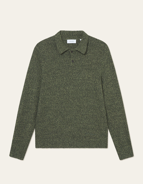 Les Deux Billy Mouliné Knitted Polo Woodbine — Les Deux