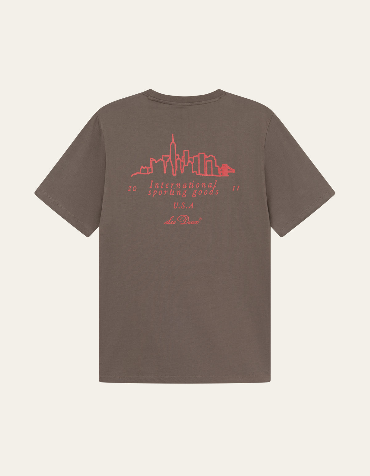 Les Deux Brady Skyline T-Shirt Mountain Grey Brown