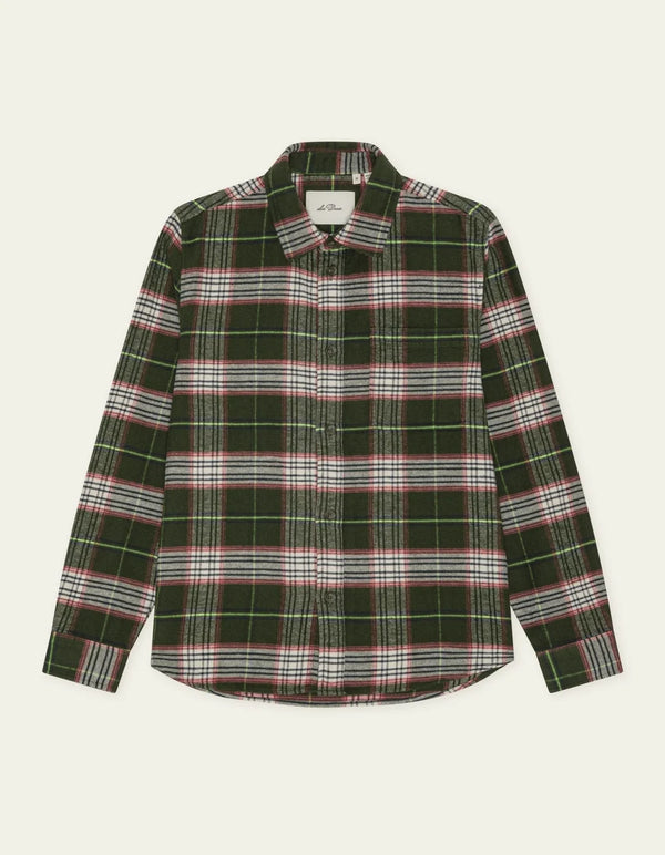 Les Deux CHECK OVERSHIRT Rosin Green — Les Deux
