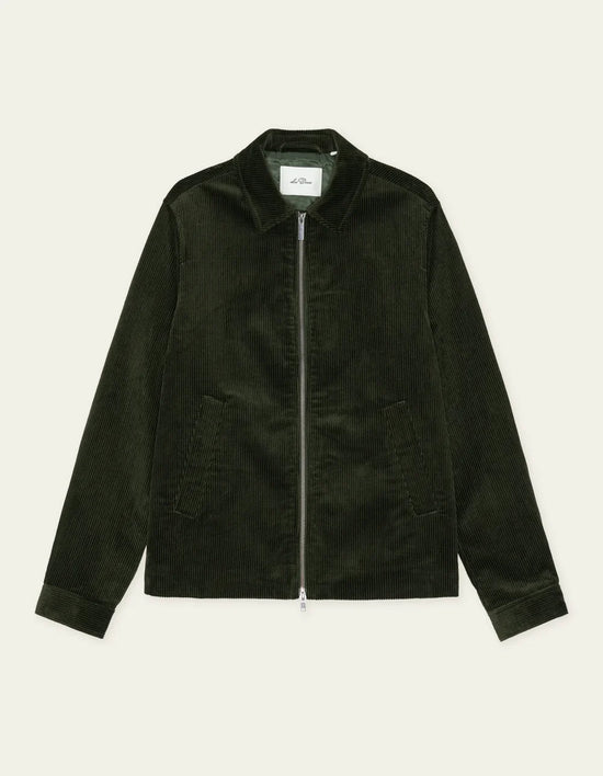 Les Deux CORDUROY ZIPPER COACH JACKET Rosin Green — Les Deux